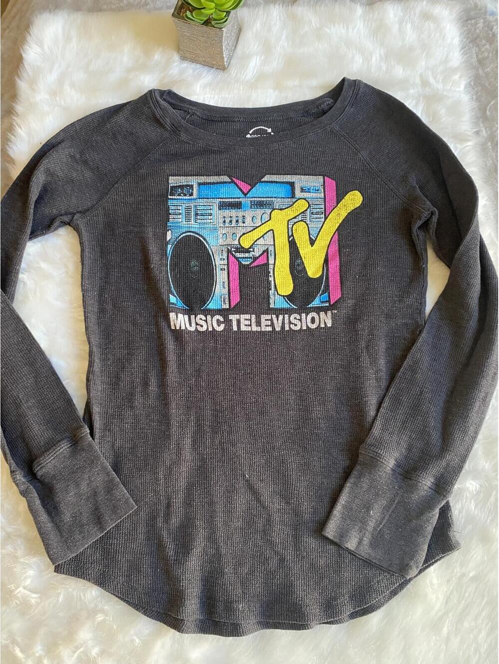 MTV Music Television Long Sleeve Thermal Shirt Youth XXL/Medium Adult